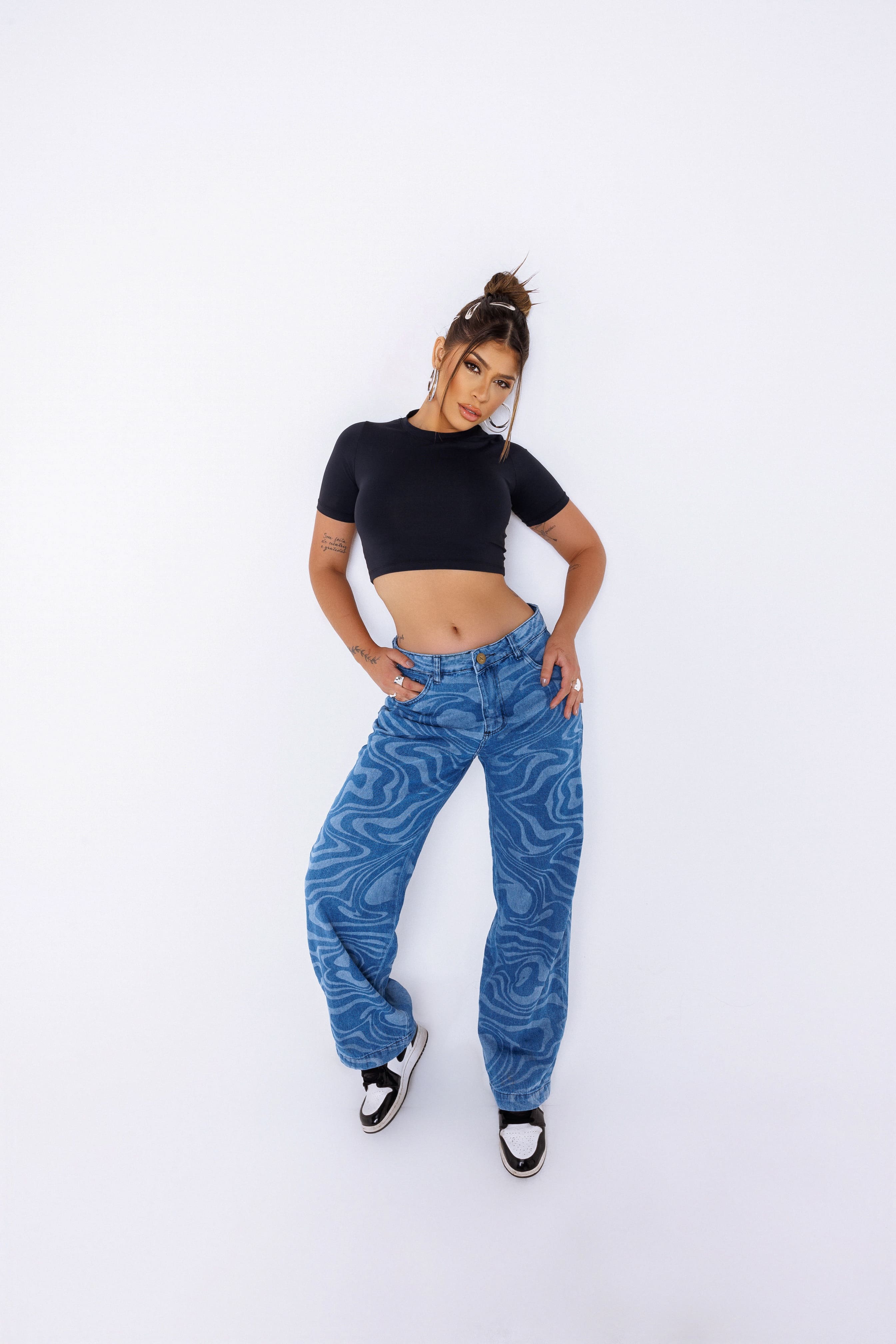 Calça Jeans Wide Leg - Avelã