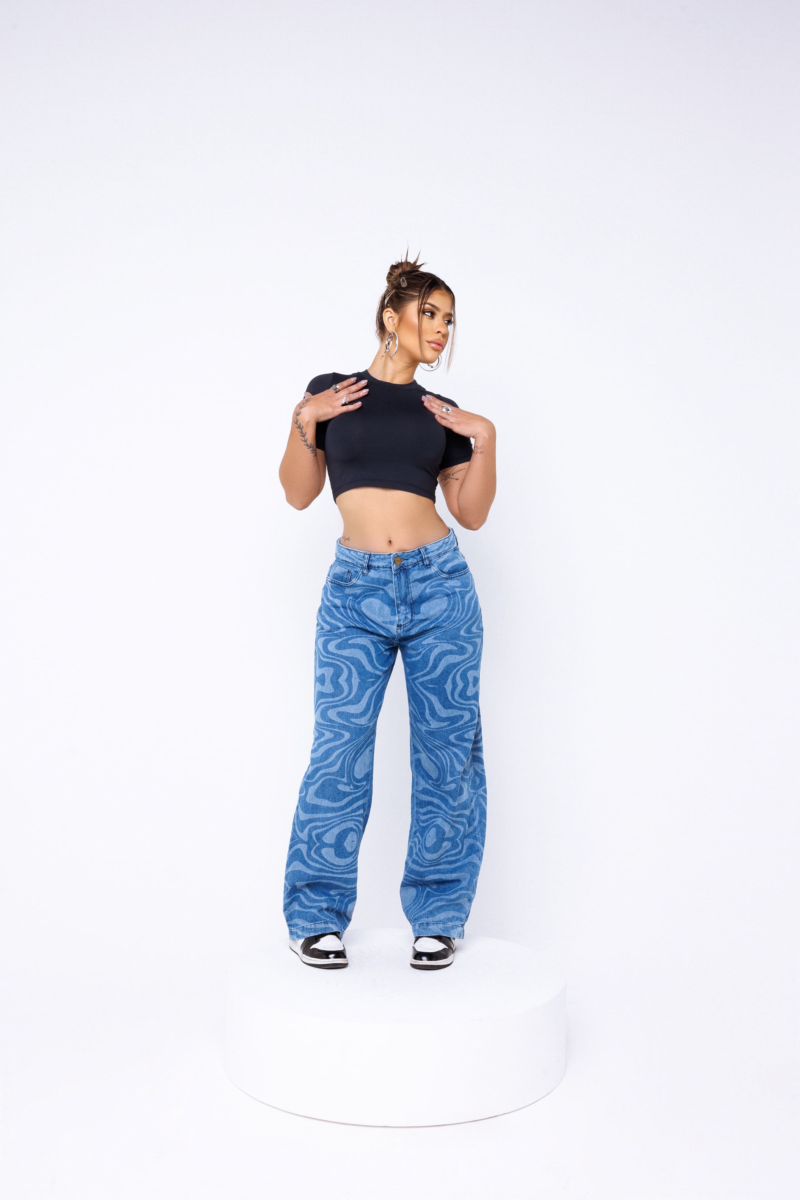 Calça Jeans Wide Leg - Avelã