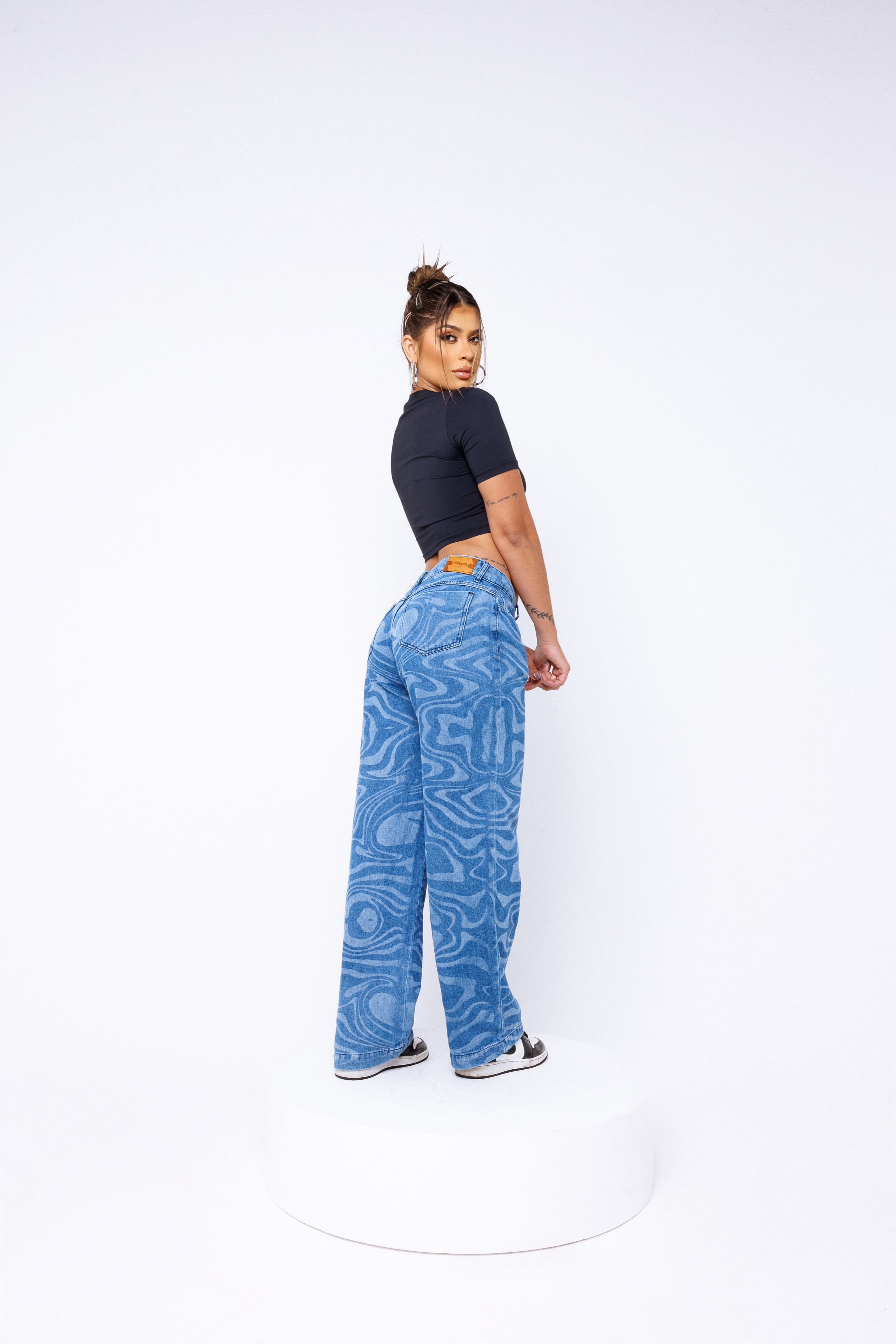 Calça Jeans Wide Leg - Avelã