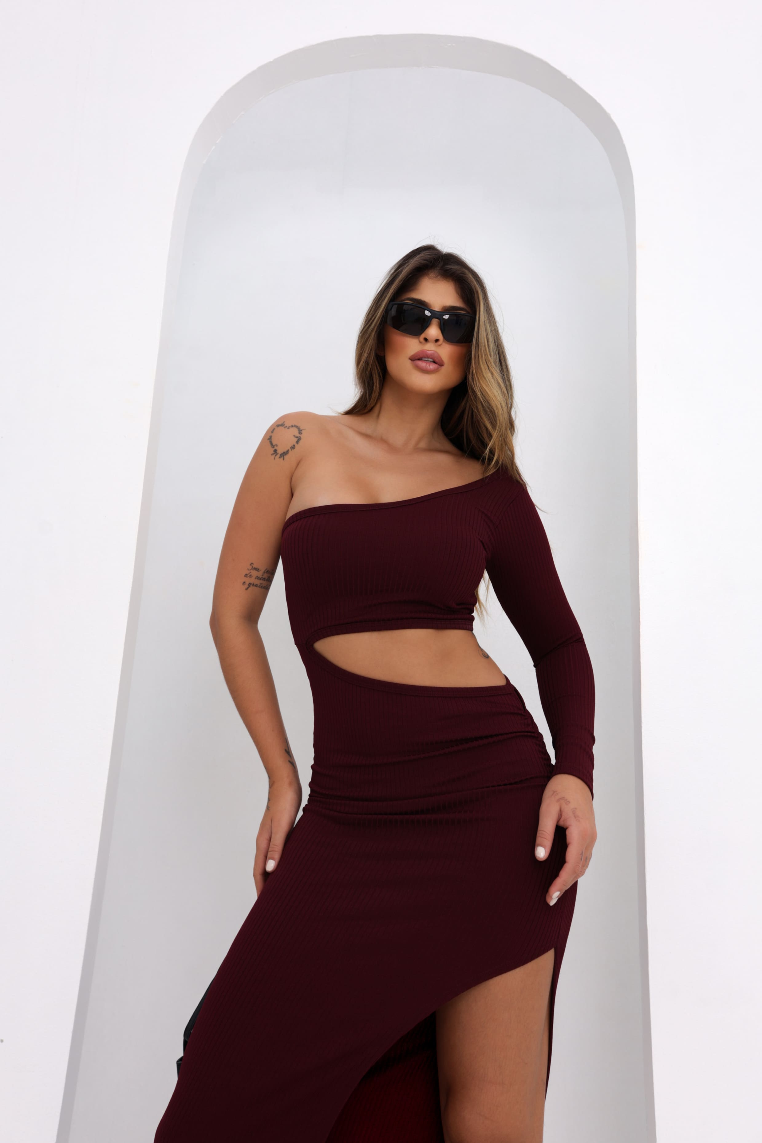 Vestido Longo Lisboa Canelado - CORES